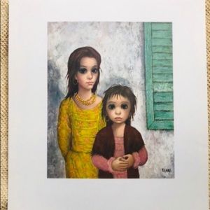 1960’s Big Eyes Margaret Keane VTG Lithograph Print Pop Art Gypsies Midcentury